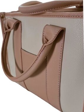 Structured Two-Tone Tote Bag in Blush and Cream